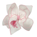 Pink Bonnet Embroidered Hair Bow