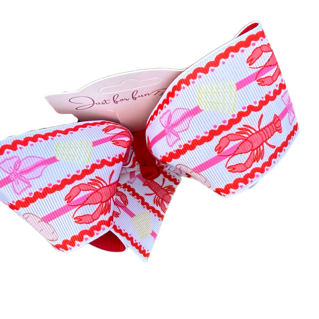 Crawfish Boil Doodle Printed Hair Bow
