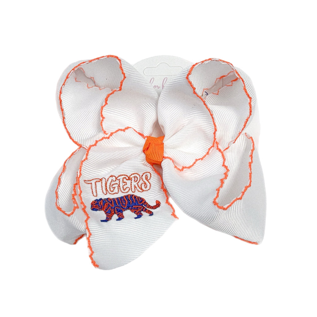 Orange Tiger EmbroideredHair Bow