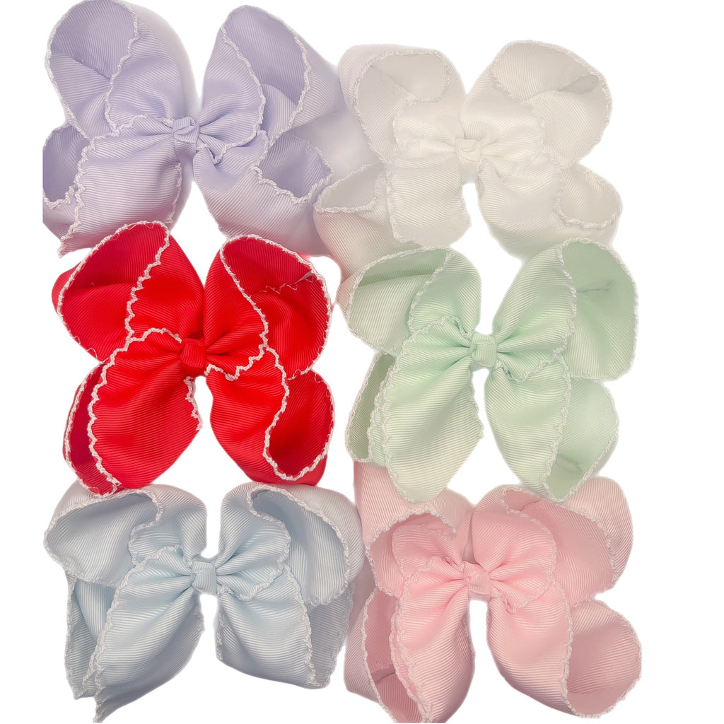 Jumbo Fun Solid Moonstitch Hair Bows (7in)
