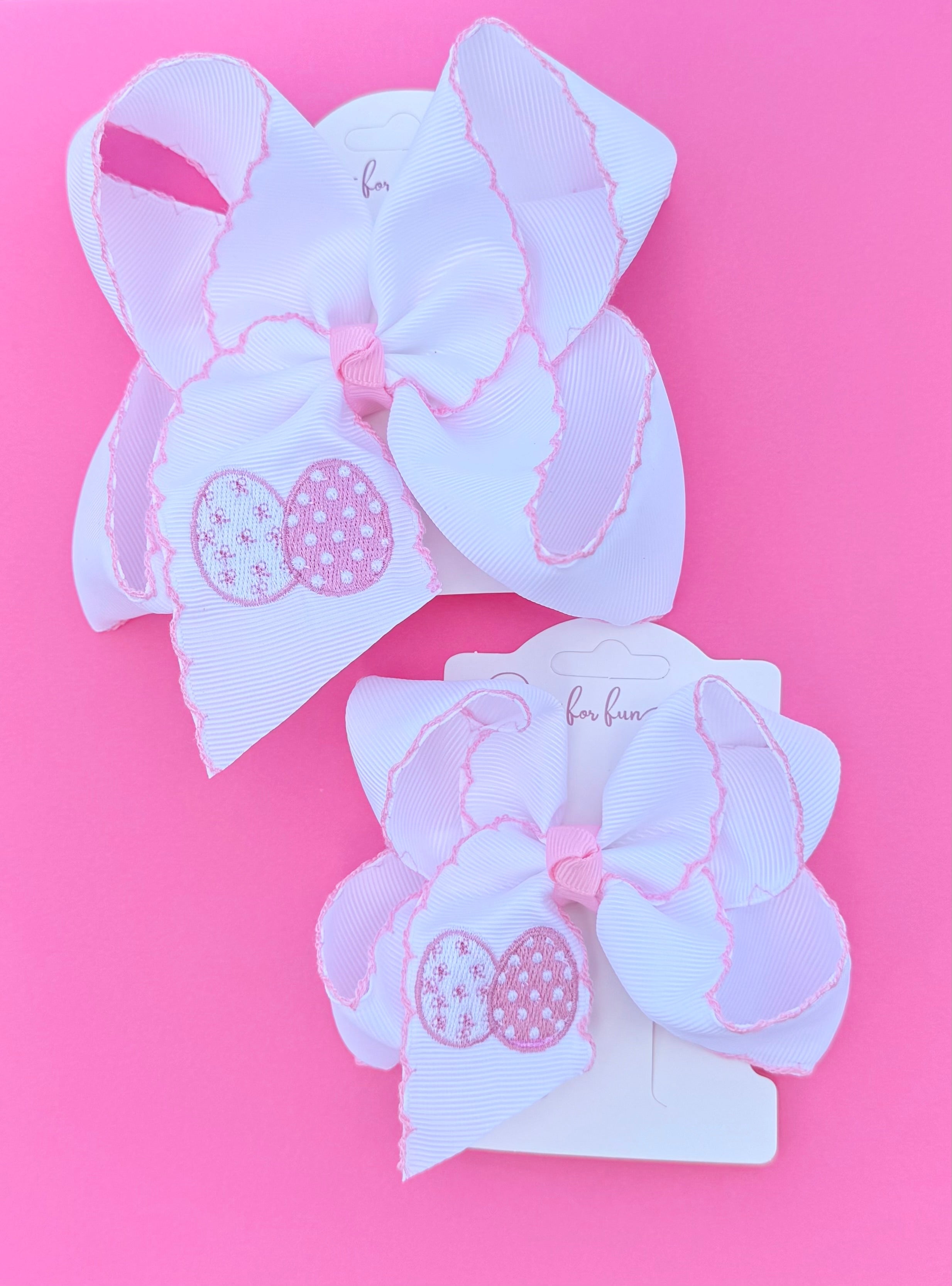 Heirloom Pink Easter Egg Moonstitch Hair Bow