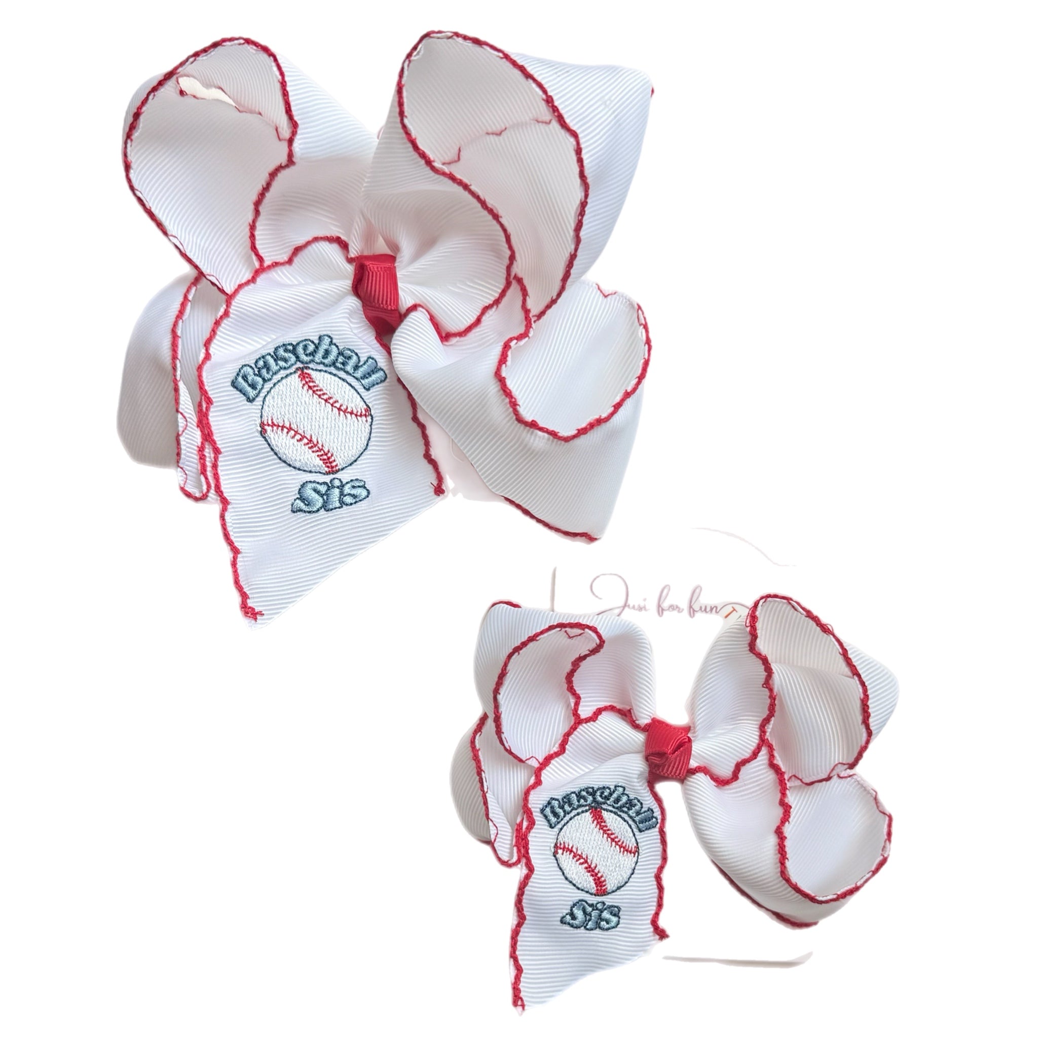 Baseball Sis Embroidered Hair Bow
