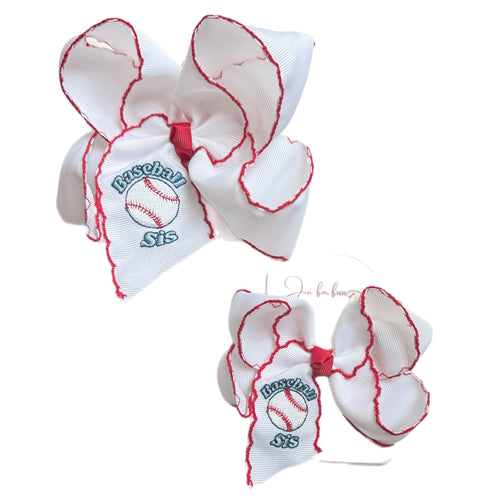 Baseball Sis Embroidered Hair Bow