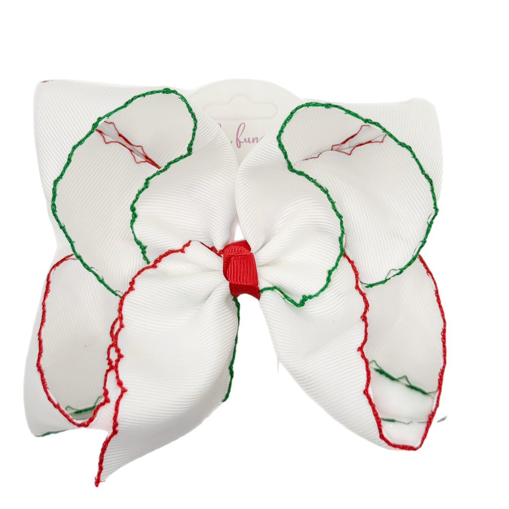 Festive Red & Green Moonstitch Bow