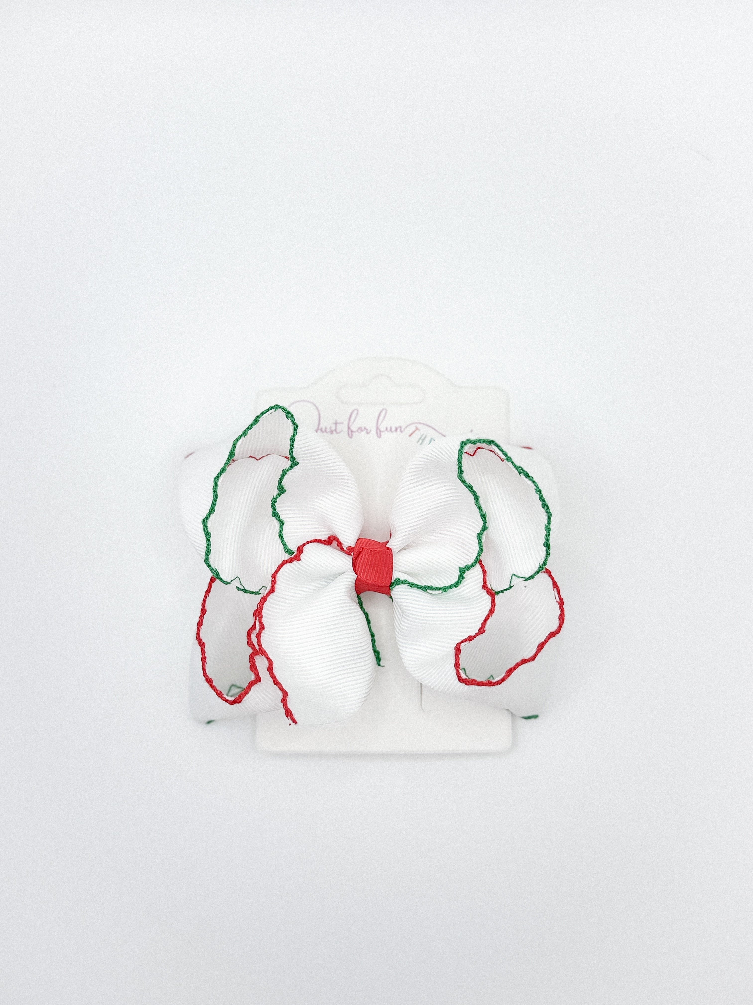 Festive Red & Green Moonstitch Bow