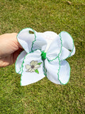 Magnolia Flower Embroidered Hair Bow