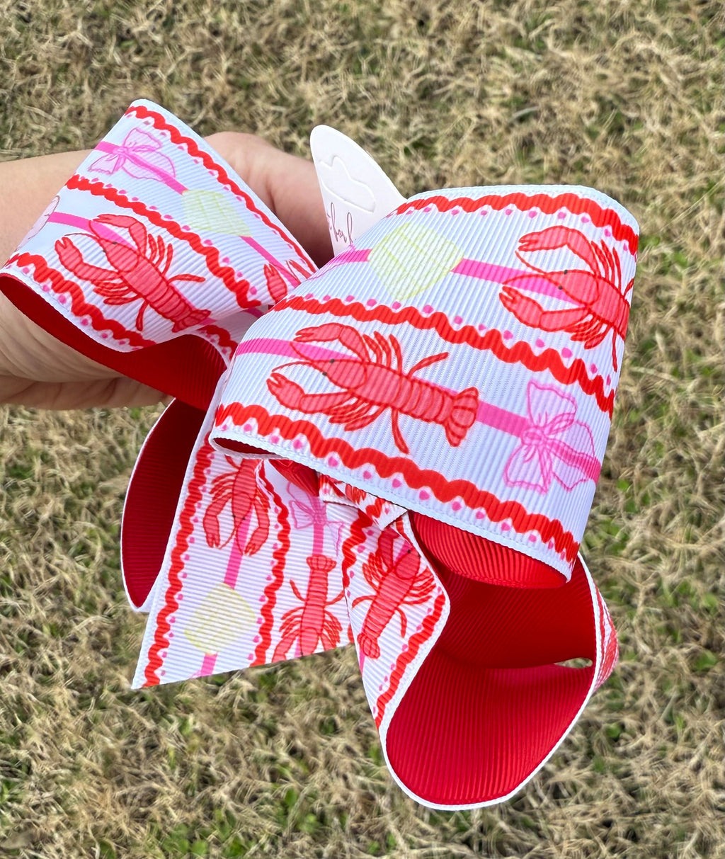 Crawfish Boil Doodle Printed Hair Bow