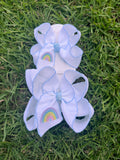 Rainbow Embroidered Moonstitch Hair Bow