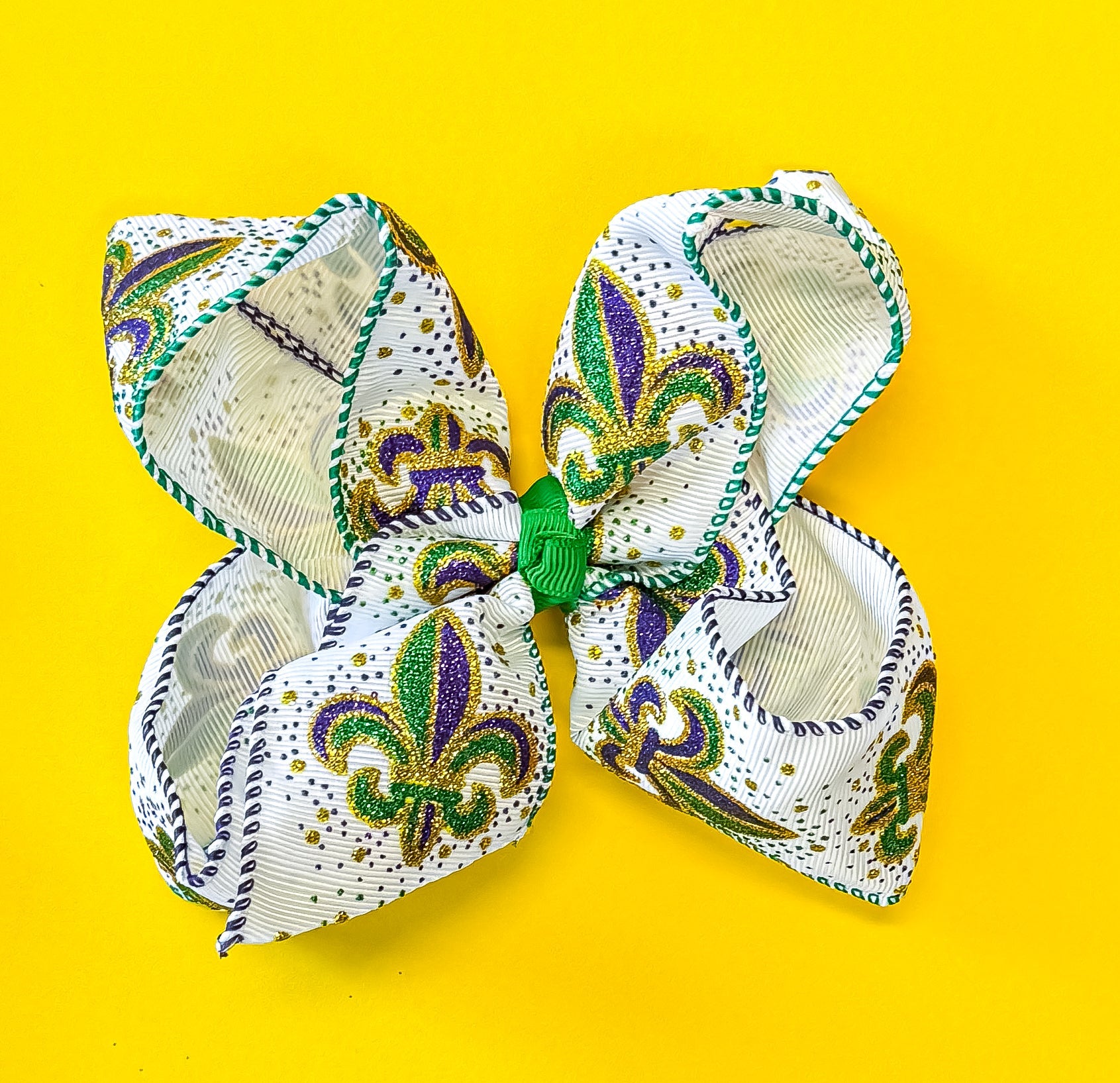 Fleur-de-lis Glitter Hair Bow