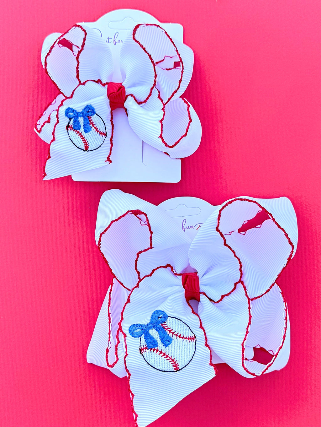 Baseball with Bow EmbroideredHair Bow
