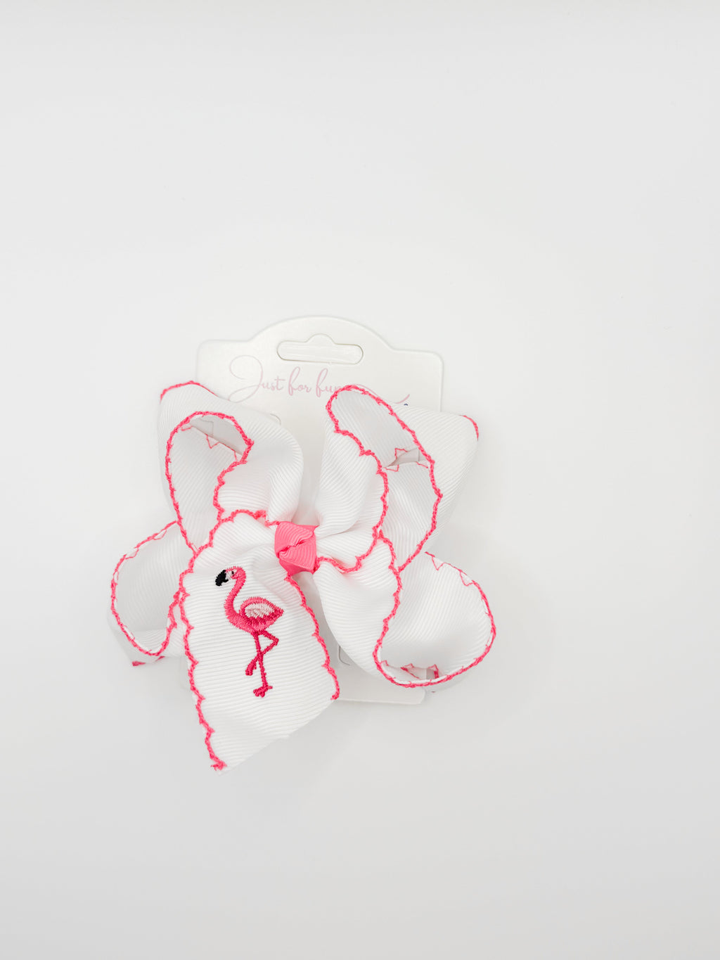Flamingo Embroidered Hair Bow