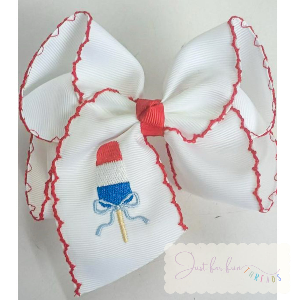 Red, White and Blue Popsicle Moonstitch Hair Bow