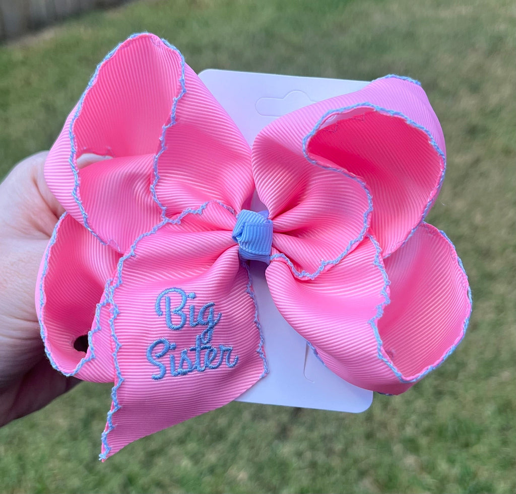 Big Sister Pink/Blue Hair Bow