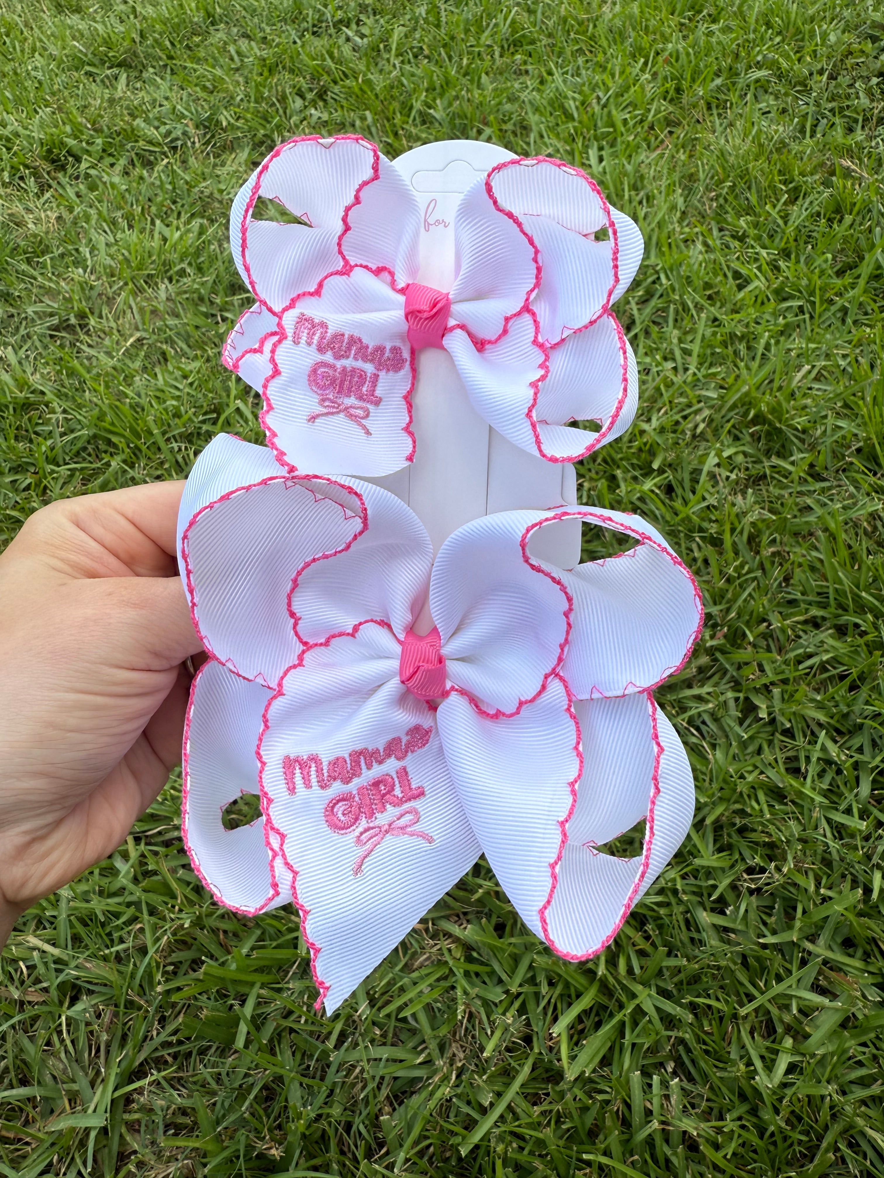 Mama’s Girl Embroidered Hair Bow