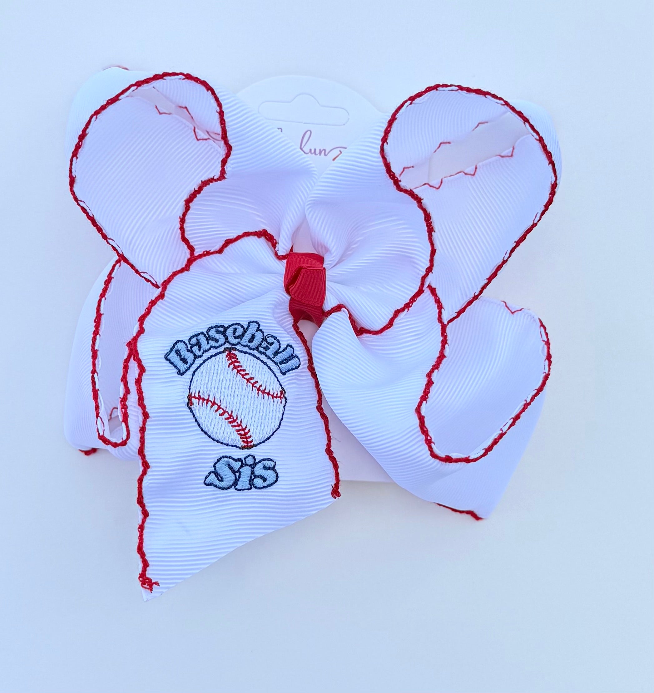 Baseball Sis Embroidered Hair Bow