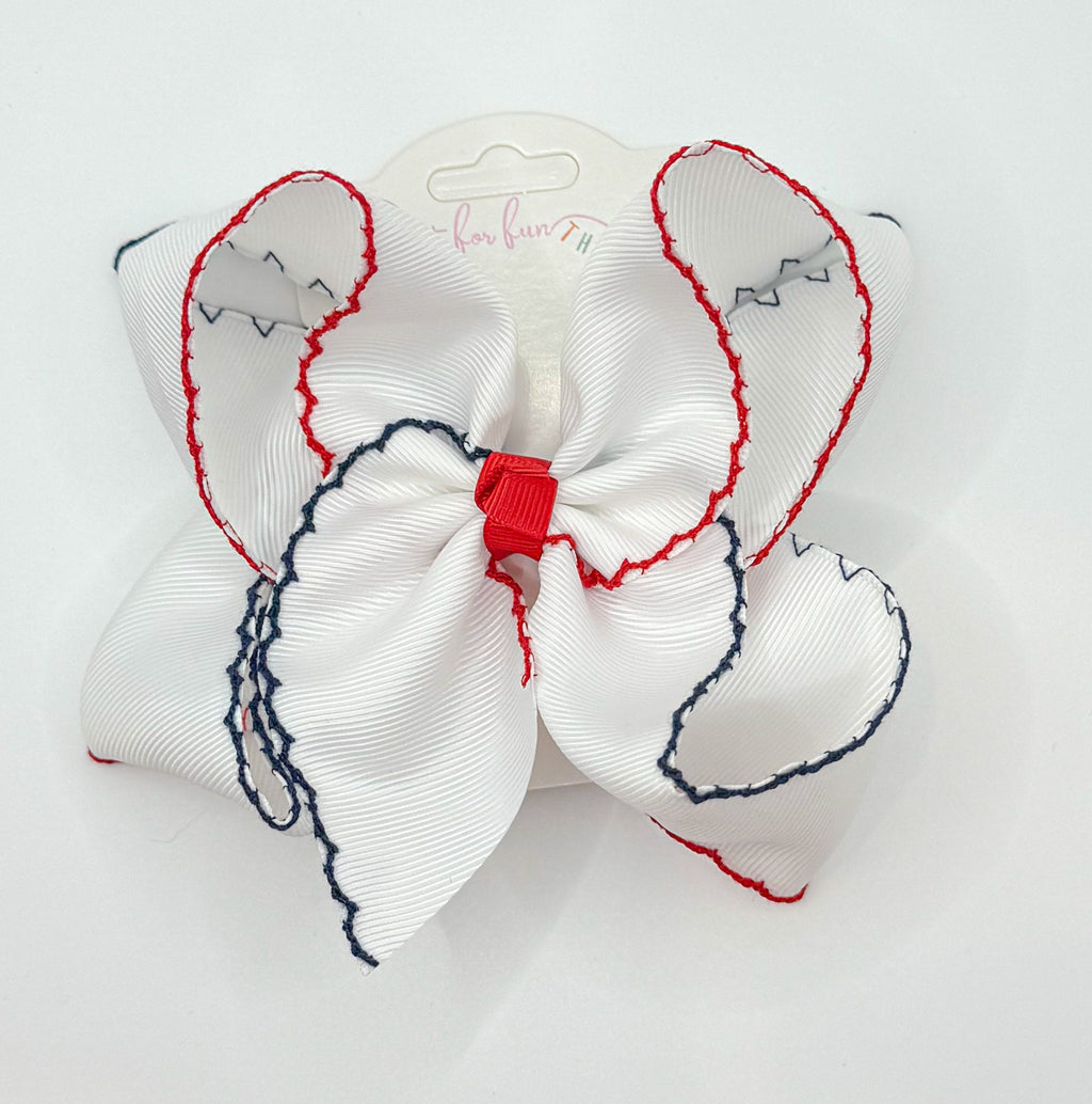 Red/Navy Moonstitch Bow