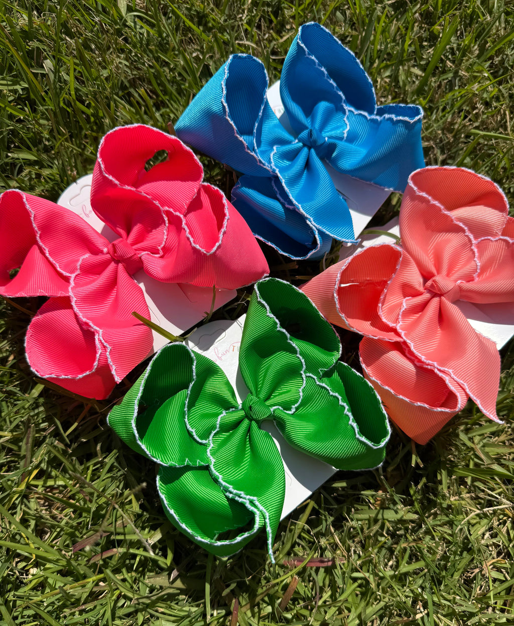 Jumbo Fun Solid Moonstitch Hair Bows (7in)