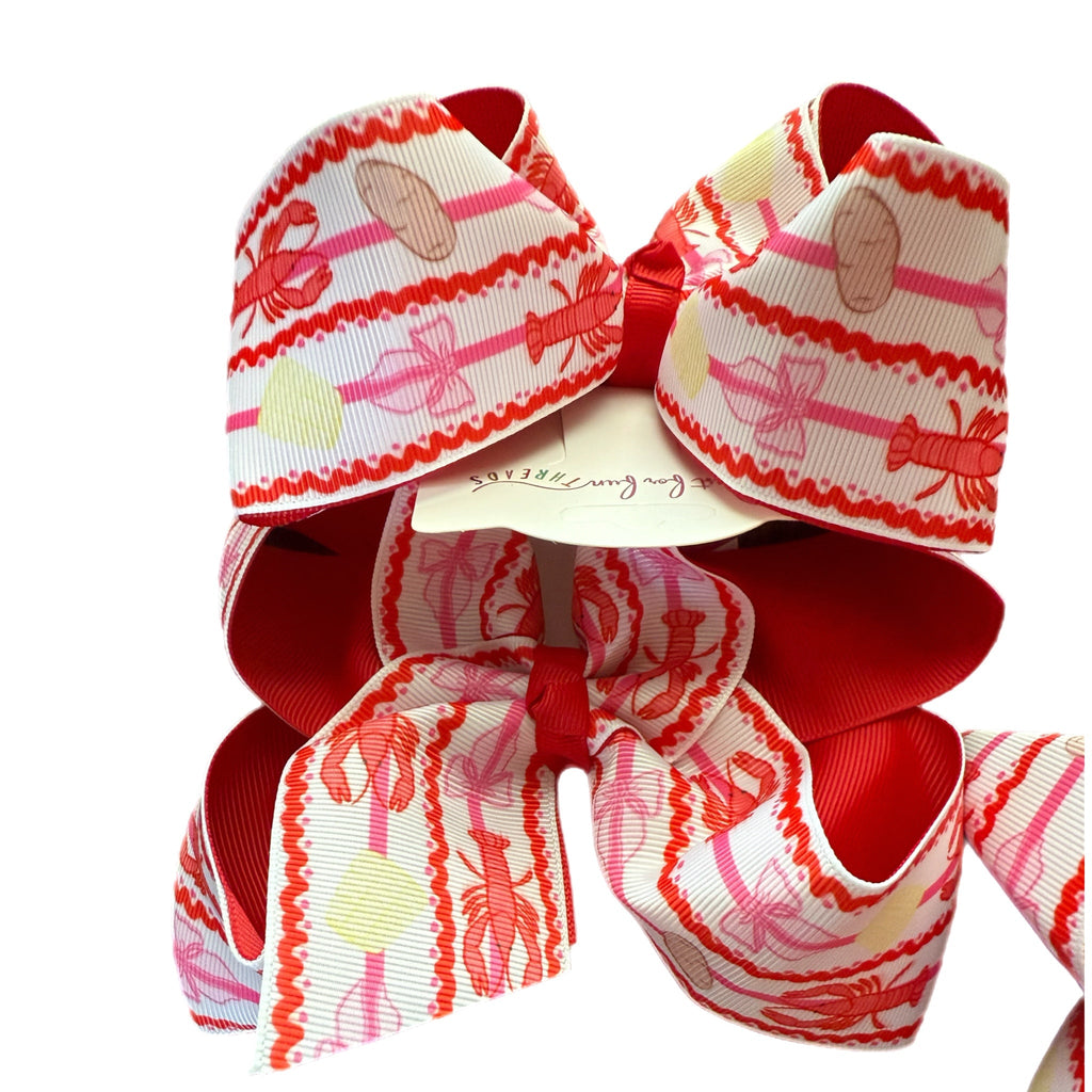 Crawfish Boil Doodle Printed Hair Bow