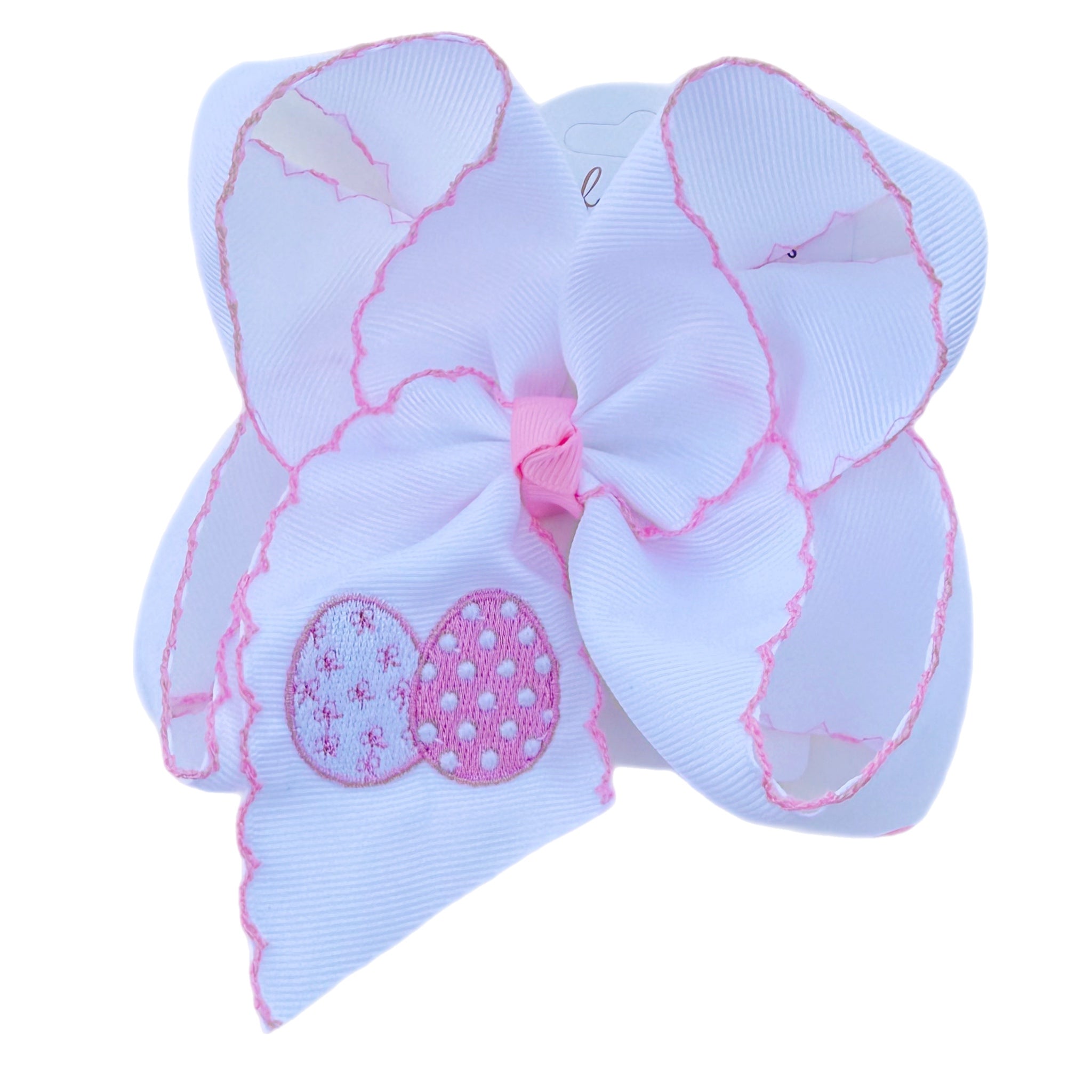Heirloom Pink Easter Egg Moonstitch Hair Bow
