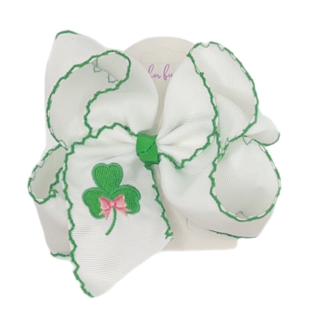 Shamrock Embroidered Hair Bow