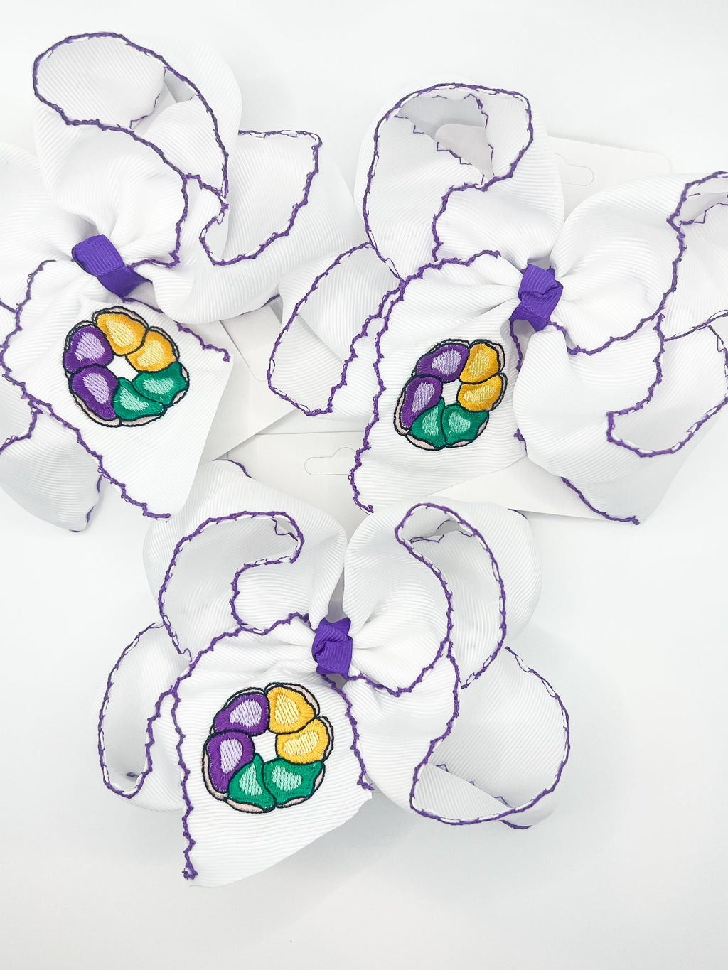 King Cake EmbroideredHair Bow