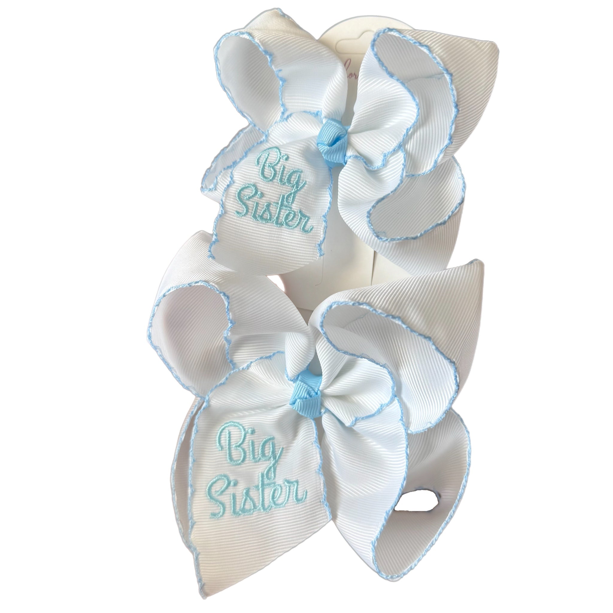 Big Sister Embroidered Moonstitch Hair Bow