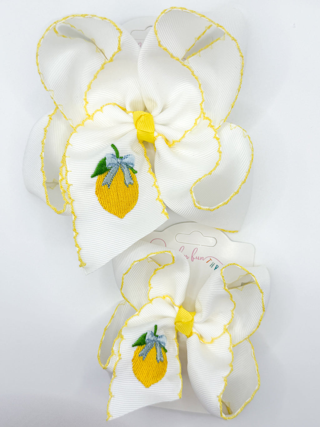 Lemon Embroidered Hair Bow